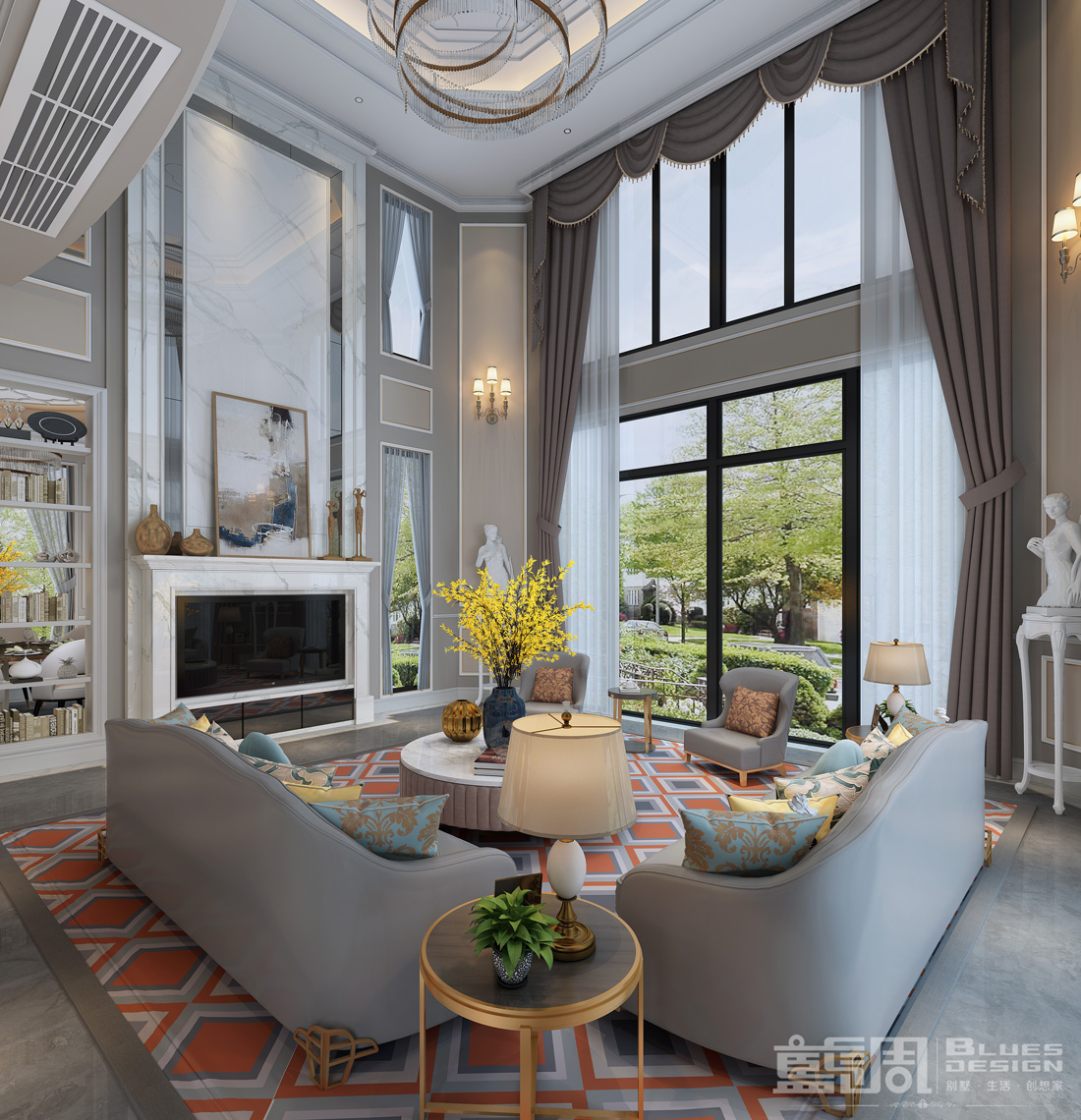 蓮湖山莊獨棟別墅客廳設計