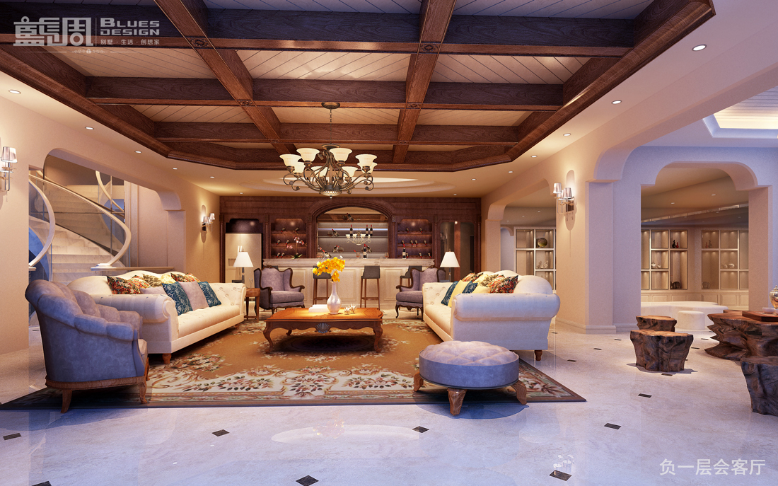 燕晗山居別墅設計-負一層會客廳